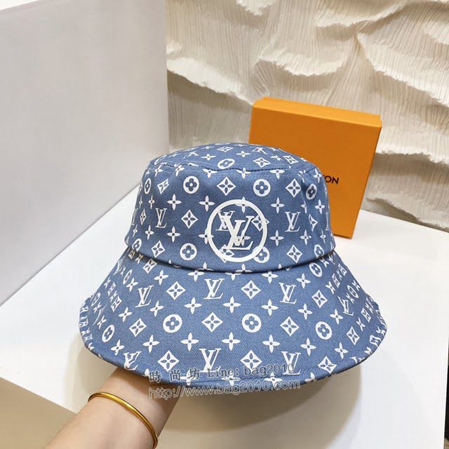 LV男女同款帽子 路易威登2021新款簡約印花漁夫帽遮陽帽  mm1202